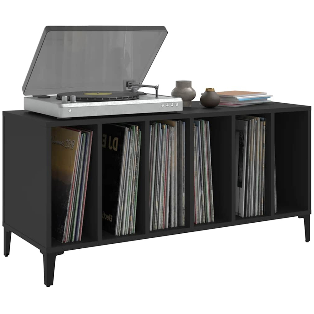 vidaXL 6 Shelf Black Record Cabinet Image 4
