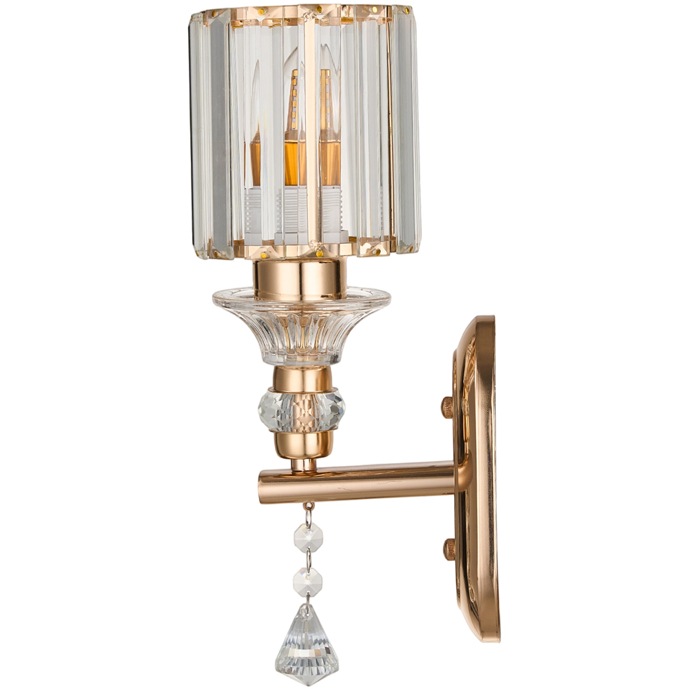 Living and Home Elegant Gold Metal and Crystal E27 Wall Light Image 4