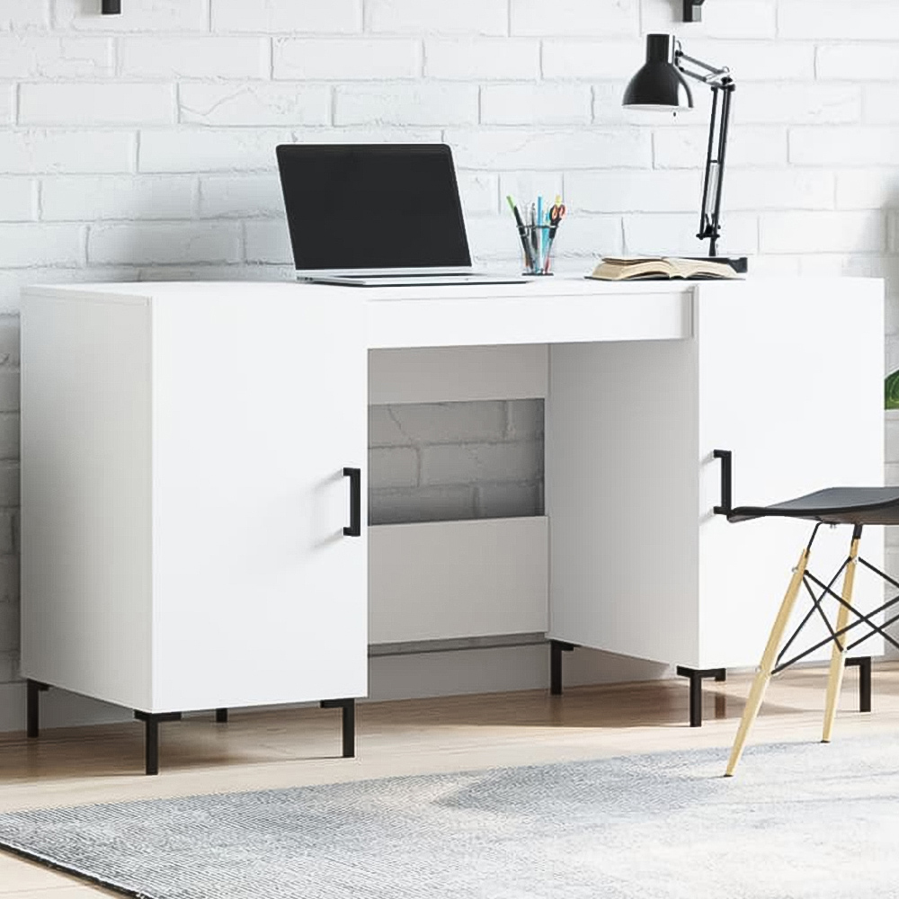 vidaXL 2 Door Computer Desk White Image 1