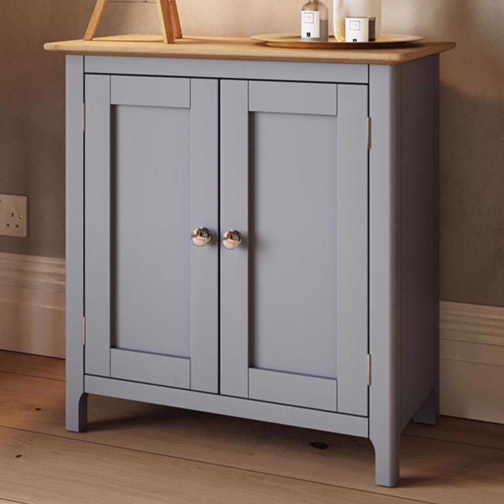 FWStyle Taberno 2 Door Dove Grey and Oak Compact Sideboard Image 1