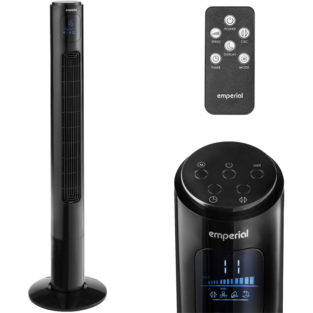 Emperial Black Tower Fan with Remote Control 46 inch Image 1