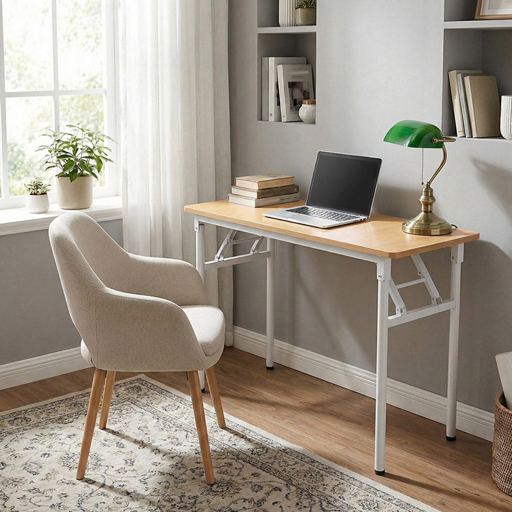 Living and Home Metal Frame Foldable Laptop Desk Natural Image 7