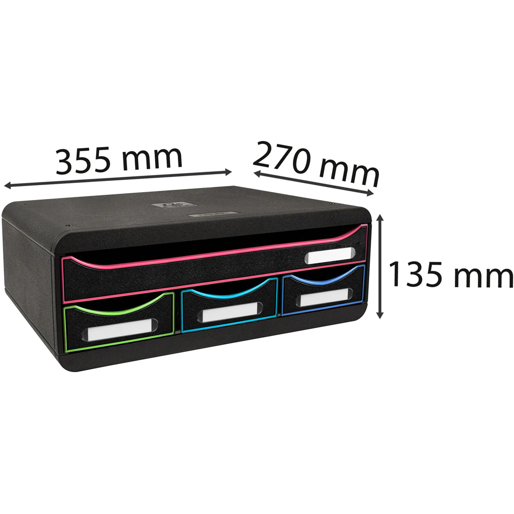 Exacompta Mini 4 Drawer Black and Harlequin Toolbox Image 9