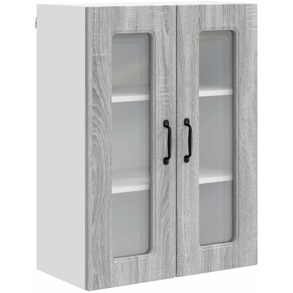 vidaXL 2 Glass Door Grey Sonoma Kitchen Wall Cabinet Image 2