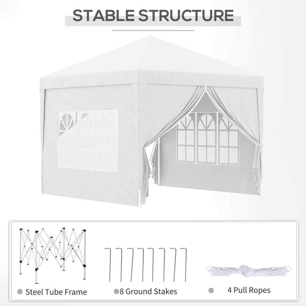 Outsunny 3 x 3m White Party Canopy Tent with Carry Bag Image 6