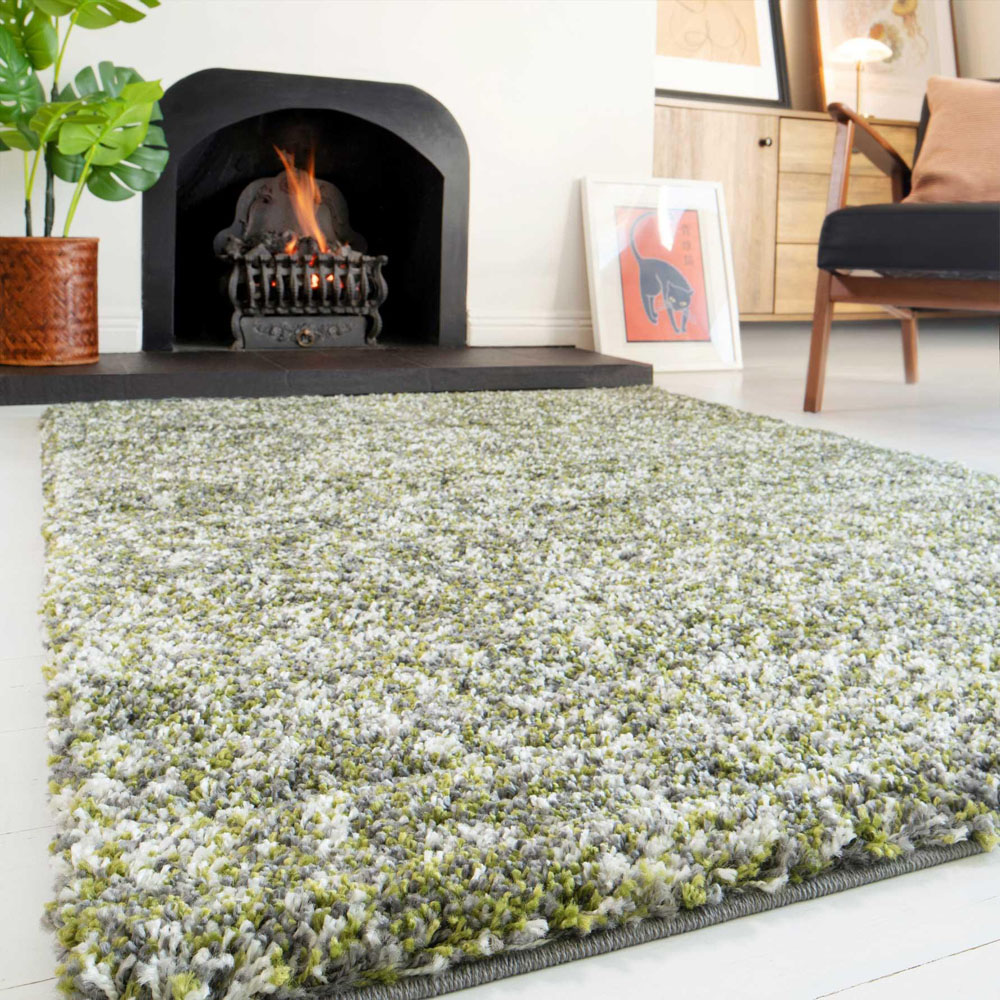 Kukoon Alder Dark Green Shaggy Rug 60 x 110cm Image 1