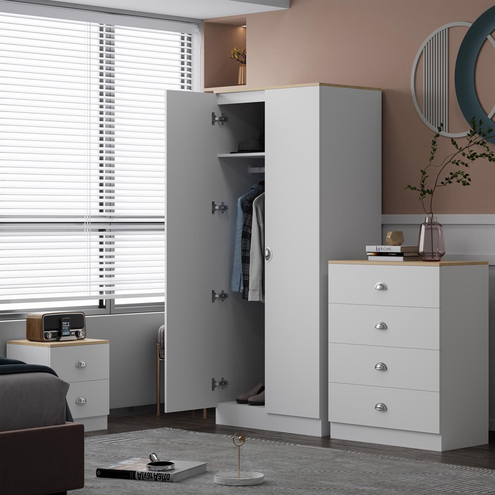 FWStyle Esher 2 Door White Oak Wardrobe Image 4