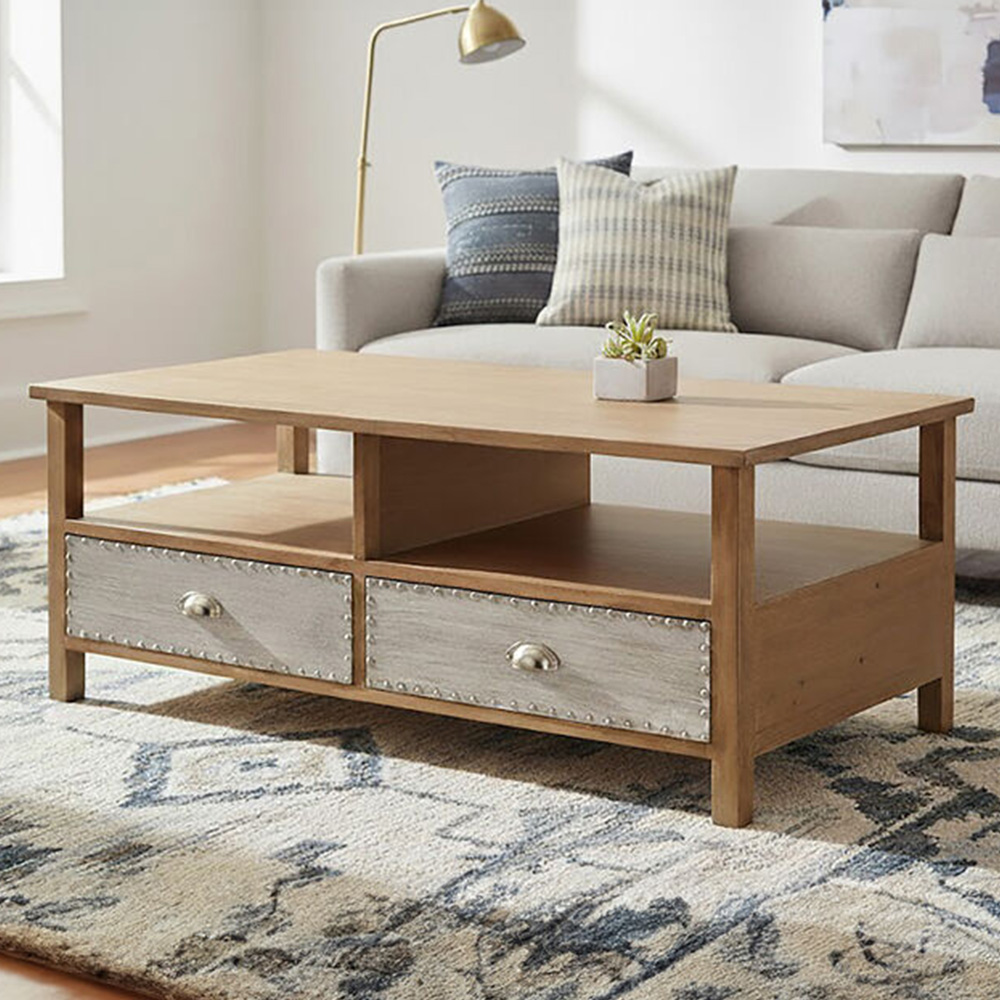 Premier Housewares Shoreditch 2 Drawer 2 Shelf Coffee Table Image 1