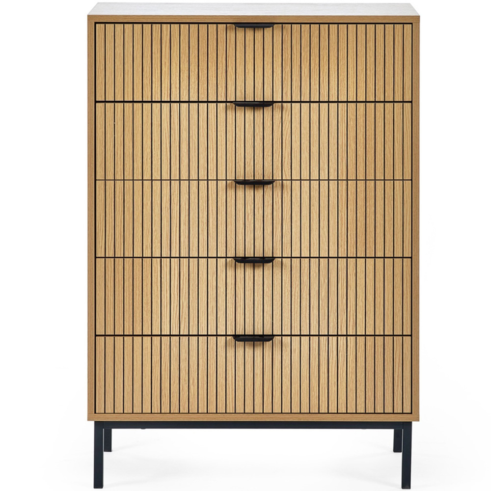 Julian Bowen Sia 5 Drawer Warm Wood Storage Chest Image 3