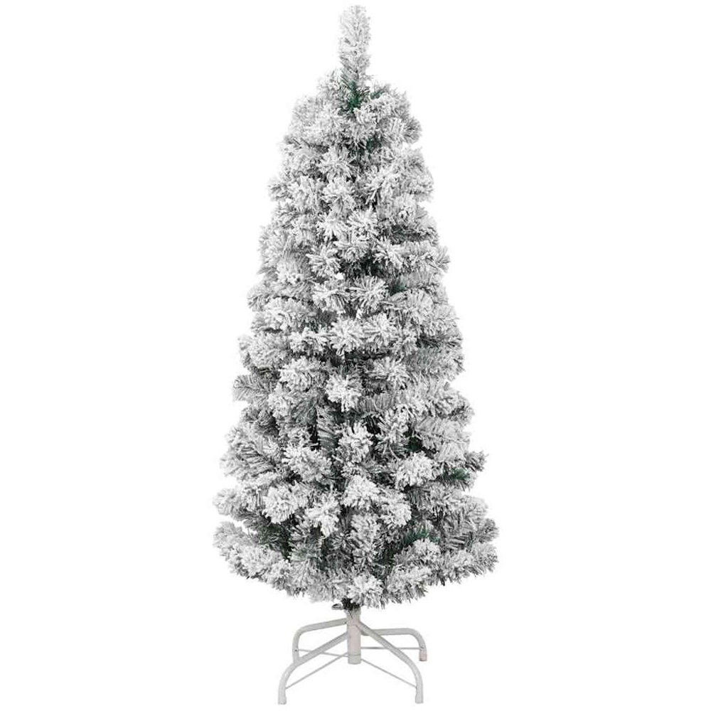 vidaXL Pre-Lit Warm White LED and Red Baubles Snow Flocked Artificial Christmas Tree 4ft Image 3