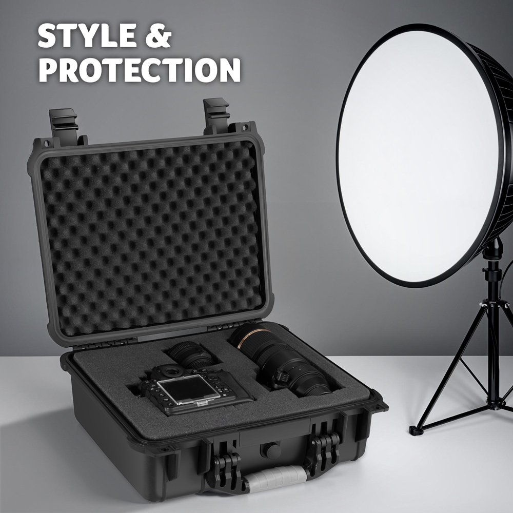 Tectake Large Black Hard Shell Waterproof Camera Case Image 8