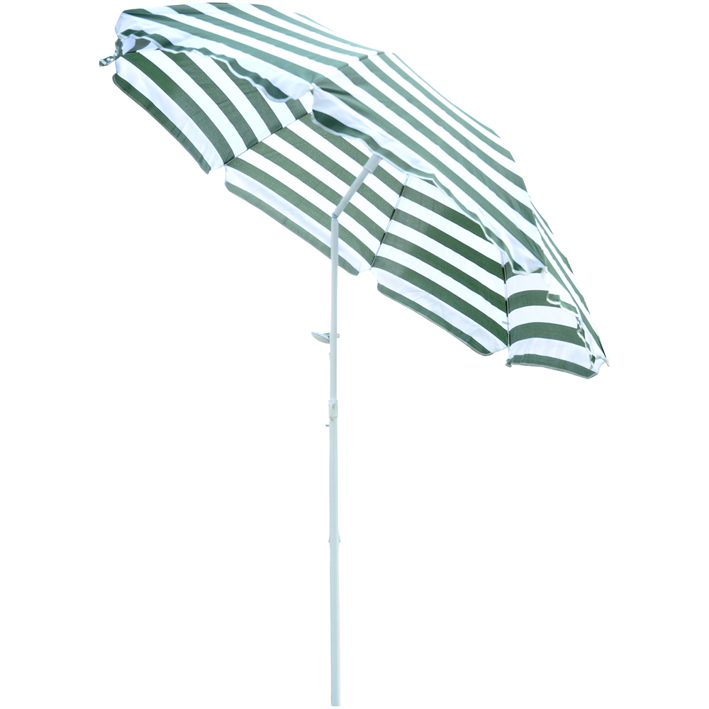 Outsunny Green and White Crank and Tilt Parasol 1.8m Image 1