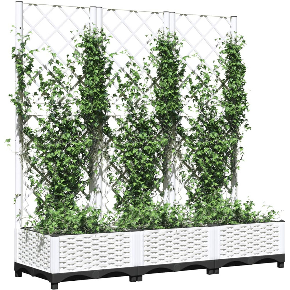 vidaXL White Polypropylene Garden Planter with Trellis 121.5 x 40 x 120cm Image 2