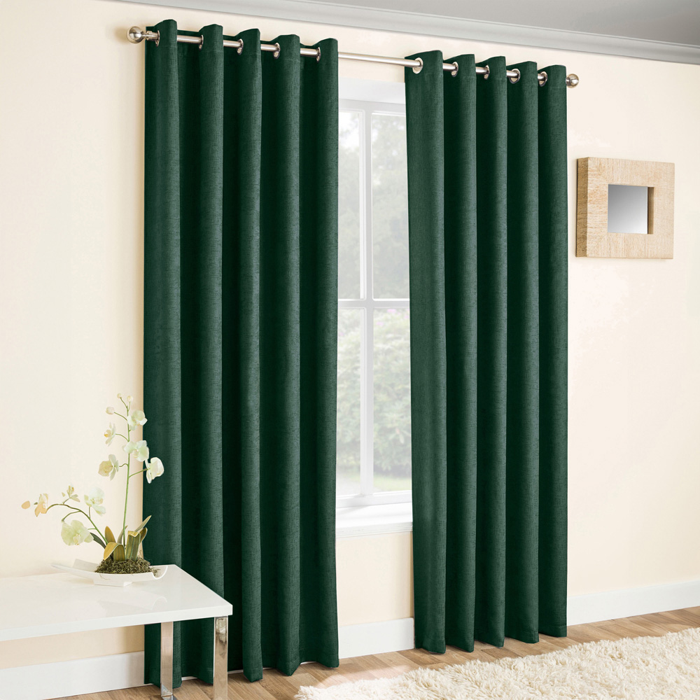 Enhanced Living Vogue Green Thermal Blackout Eyelet Readymade Curtains 168 x 183cm Image 1