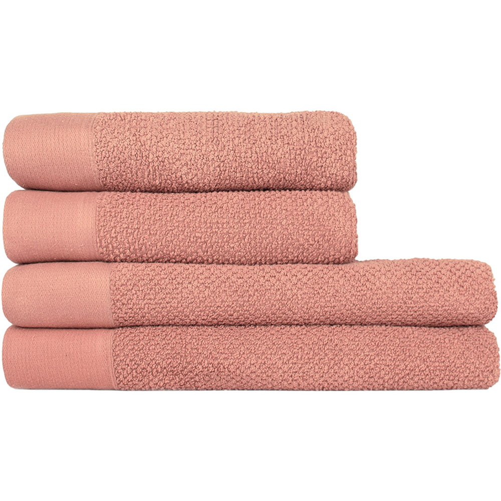 furn. Textured Cotton Blush Hand and Bath Towels Set of 4 Image 1