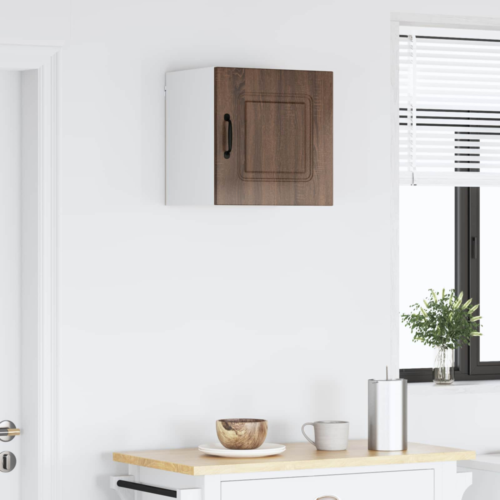 vidaXL Kalmar Single Door Brown Oak Wall Mounted Square Kitchen Cabinet Image 9