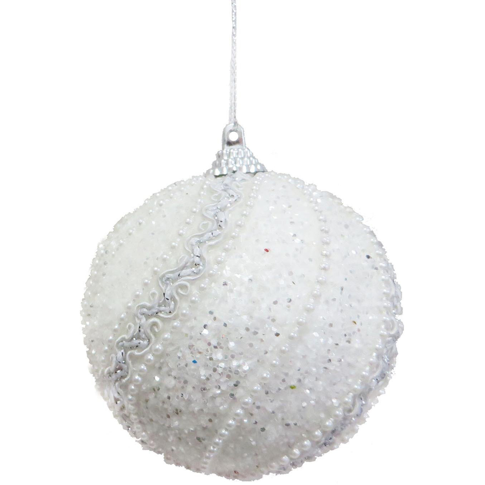 White and Silver Swirl Bauble - White Image 4