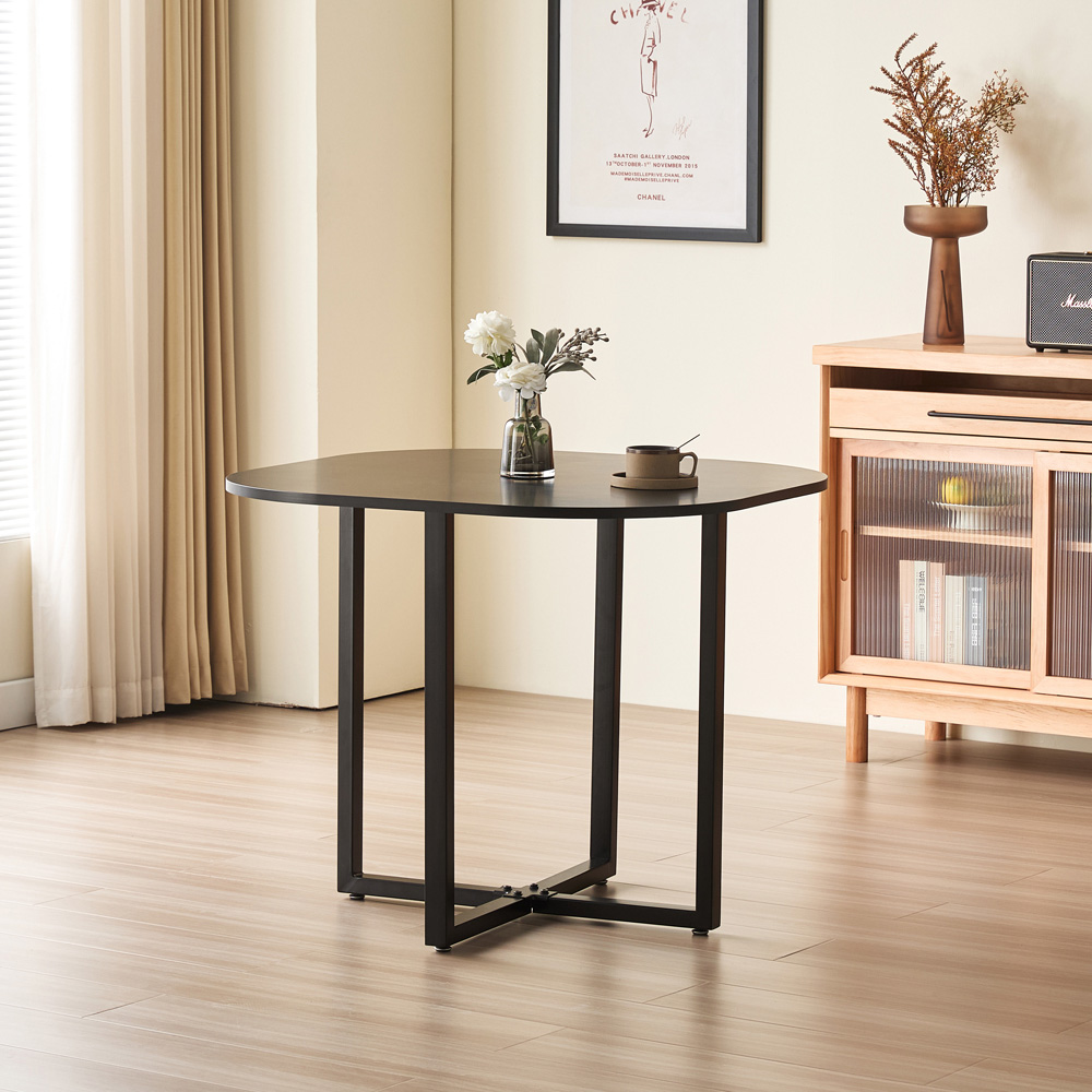 Comfy Living Metal 4 Seater Dining Set Black Image 6