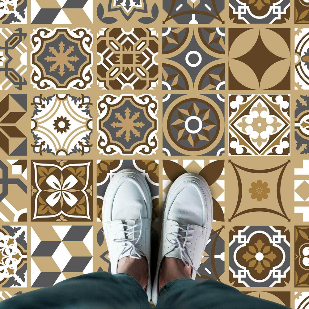 Walplus Dark Bronze Home Floor Tile Sticker Wilko