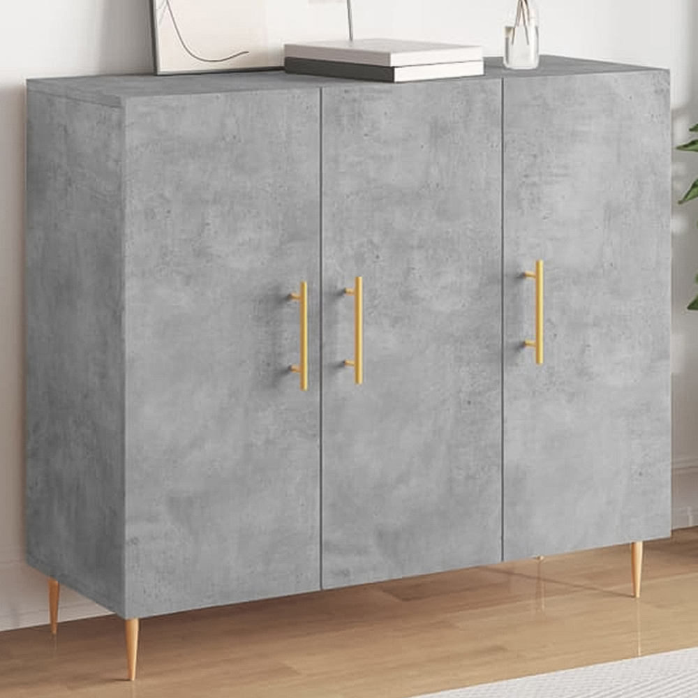 vidaXL 3 Door Concrete Grey Sideboard Image 1