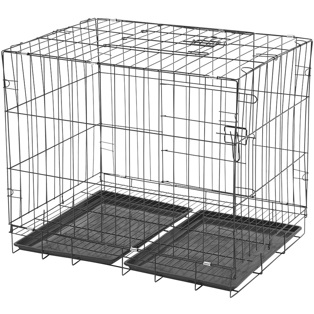 H&O Direct 2 Door Wire Dog Crate with Tray 85 x 60cm Image 2
