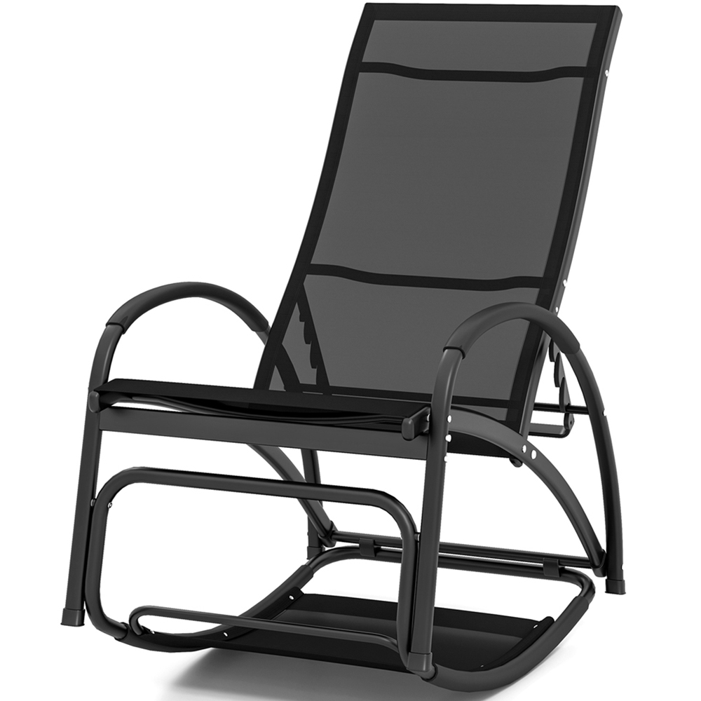 Costway Black 2 in 1 Rocking Outdoor Lounge Chair Image 3
