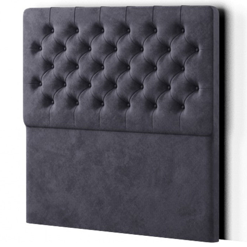 Eleganza Mary Chesterfield Double Black Linen Floor Standing Headboard Image 2