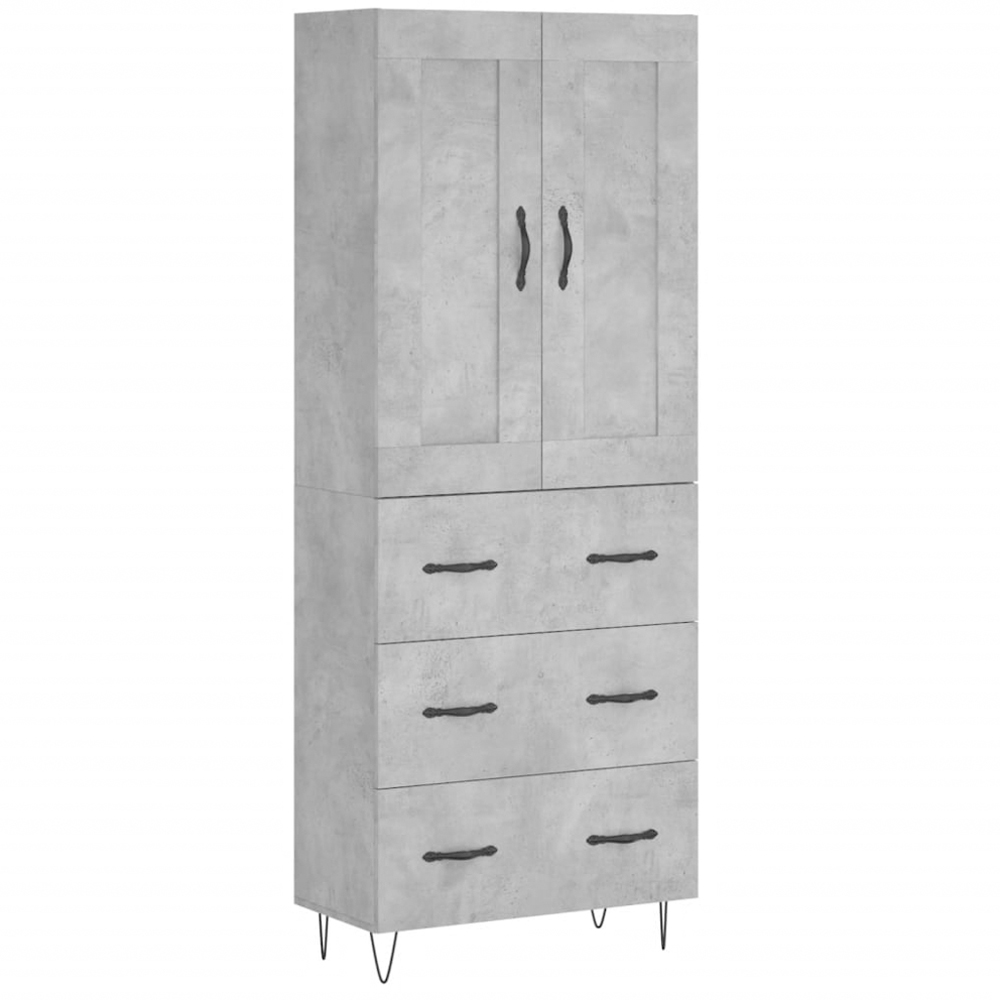 vidaXL 2 Door 3 Drawer Concrete Grey Highboard Image 2