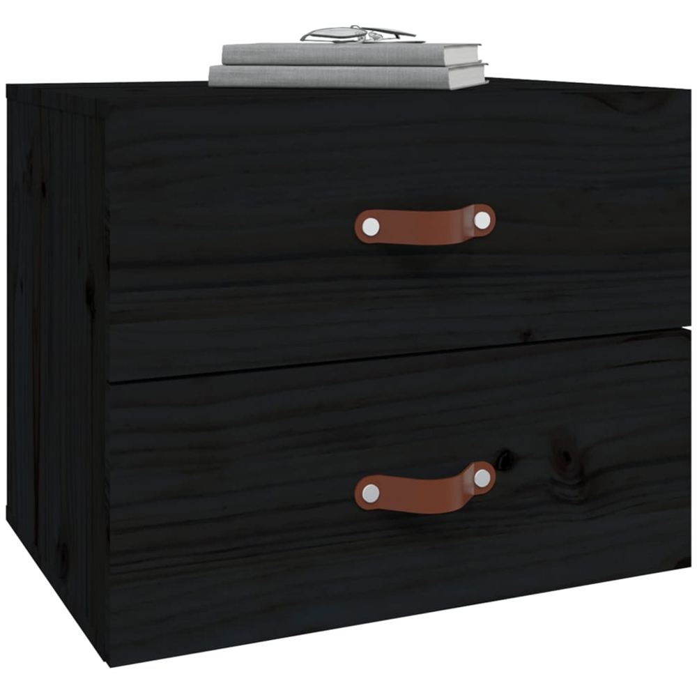 vidaXL 2 Drawer Black Wall Mounted Bedside Table Image 3