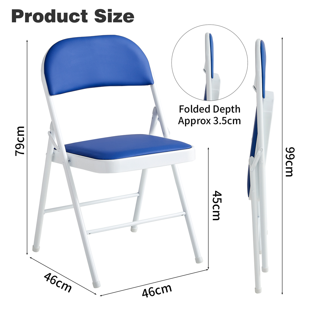 Set of 6 Blue Padded Folding Metal Dining Chairs Image 8