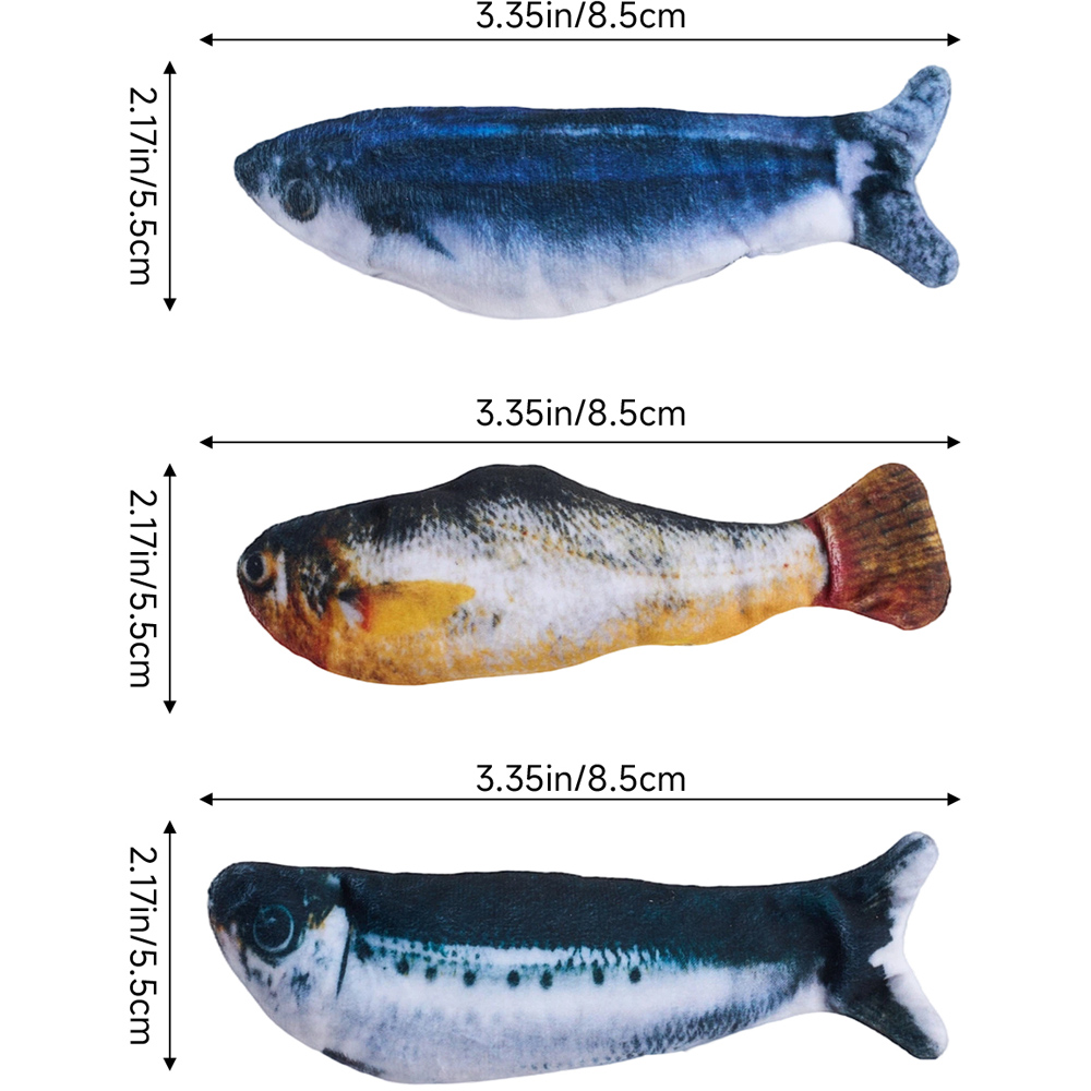 H&O Direct 3 Piece Multicolour Electric Flopping Fish Cat Toy Set Image 6