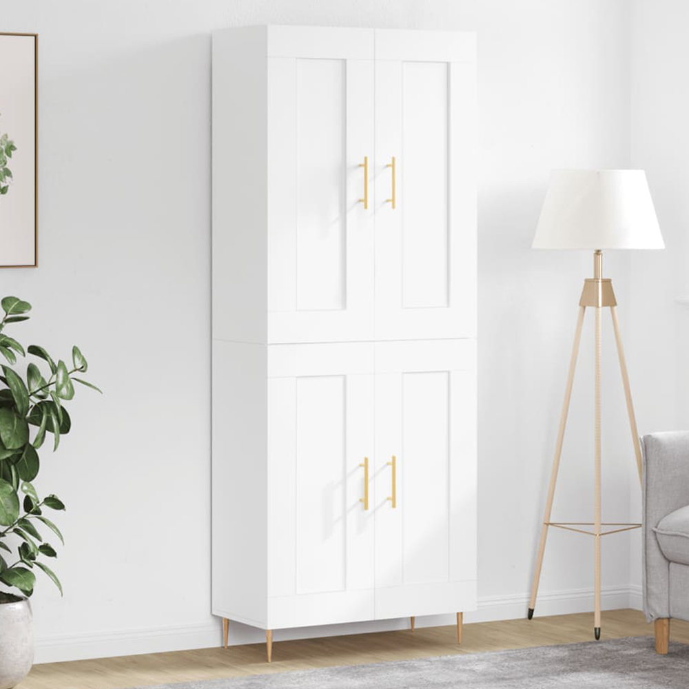 vidaXL 4 Door White Highboard Image 1