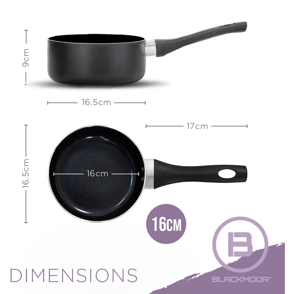 Blackmoor 16cm Black Ceramic Non-Stick Saucepan Image 8