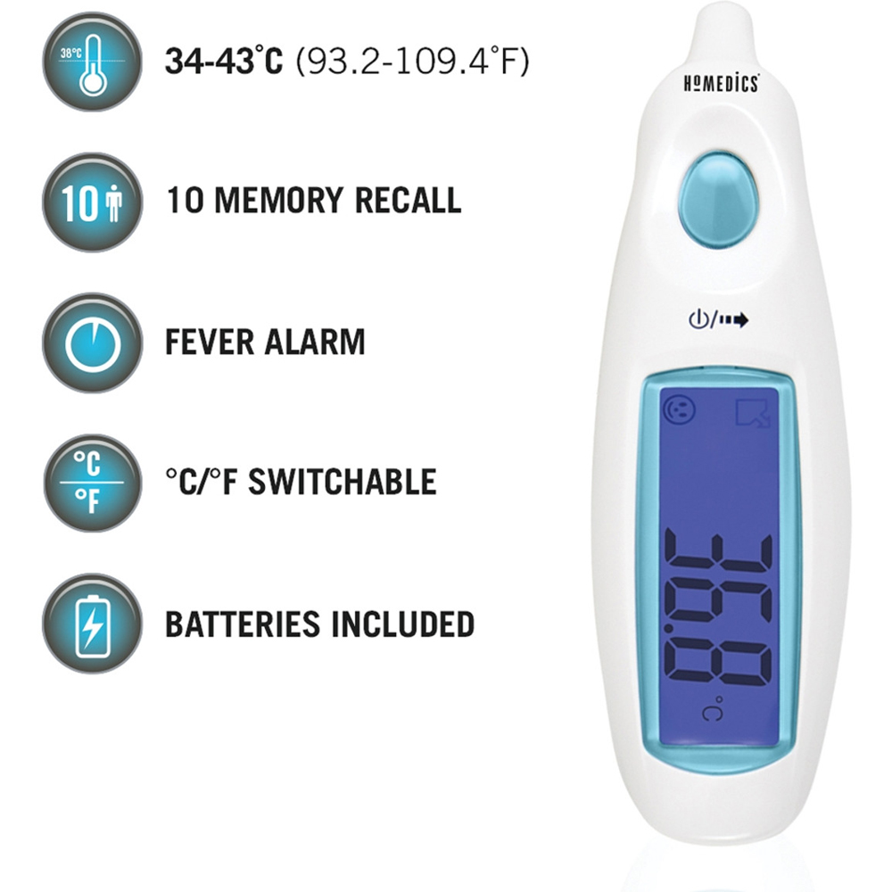 Homedics Jumbo Display Digital Waterproof Infrared Ear Thermometer Image 4