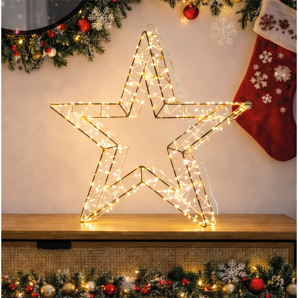 Xmas Haus 480 Warm White Micro LED White Metal Star Christmas Decoration 38cm Image 2
