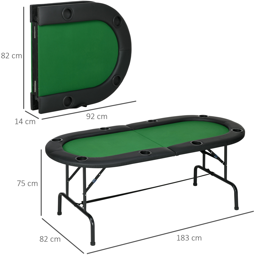 HOMCOM 8 Player Green Foldable Poker Table with Cup Holder Image 9