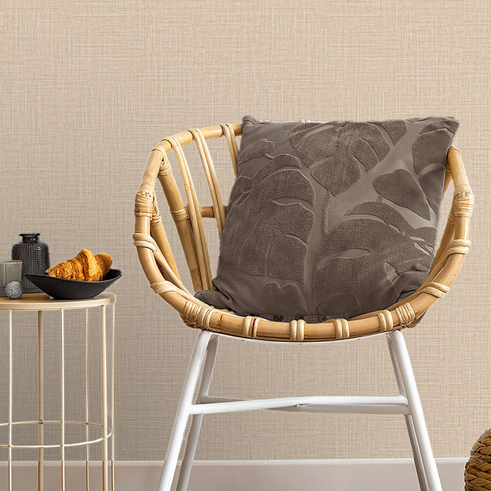 Belgravia Decor Zambaiti Parati Marrakech Small Weave Warm Beige Wallpaper Image 2