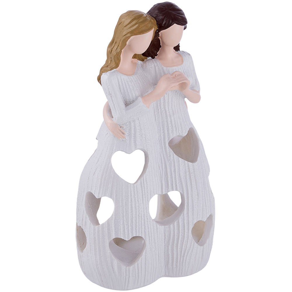 Living and Home White Resin Duo Tealight Holder Image 3