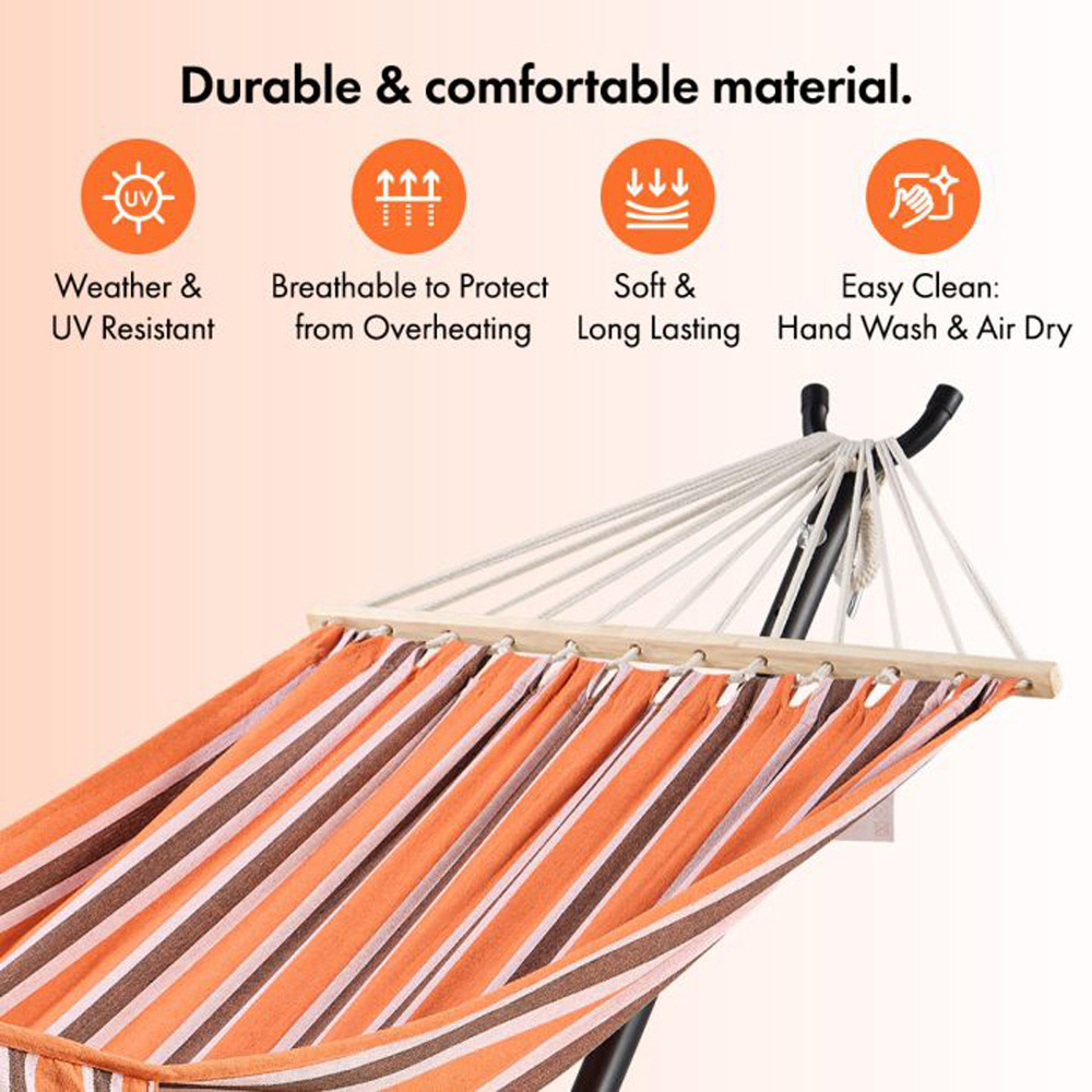 VonHaus Orange Hammock with Metal Frame Image 7