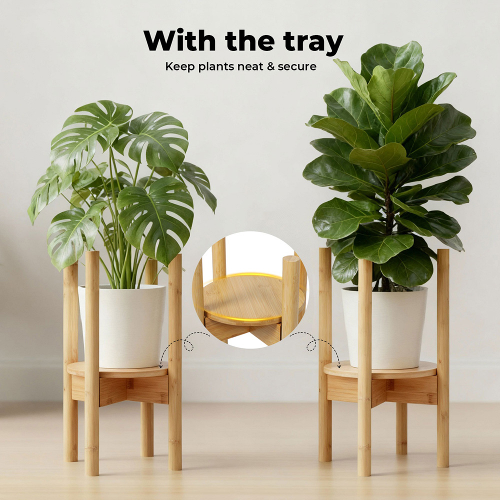 Levede Bamboo Adjustable Plant Stand 20-30cm Image 4