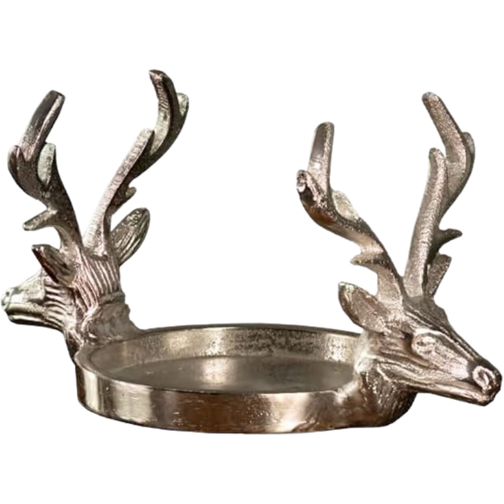 Marco Paul Silver Double Head Reindeer Candle Holder Image 1