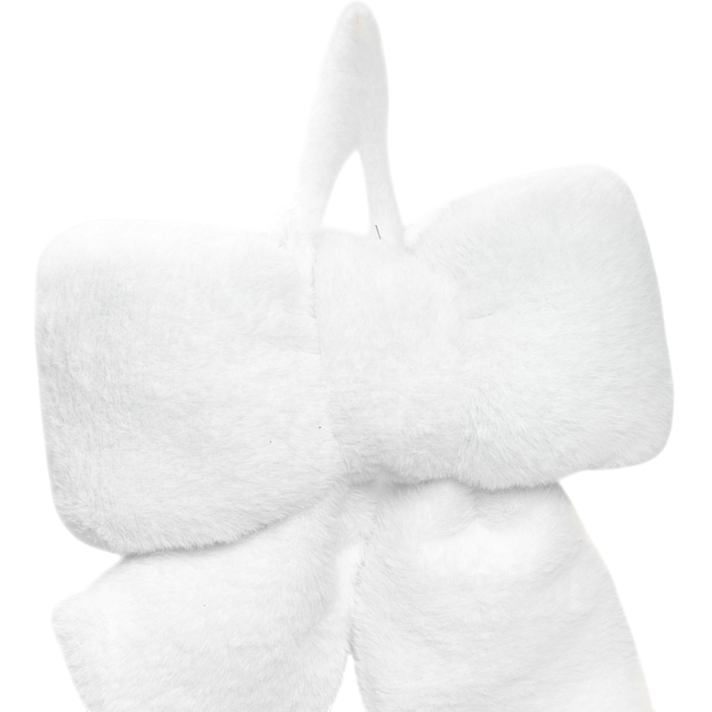 Fluffy Plush Bow Decoration White Image 2