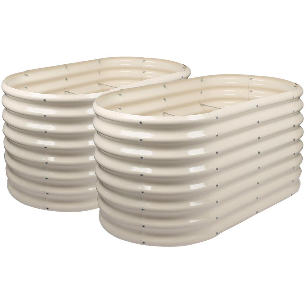 Harbour Housewares Ivory Rounded Raised Garden Bed 120 x 60cm 2 Pack Image 1