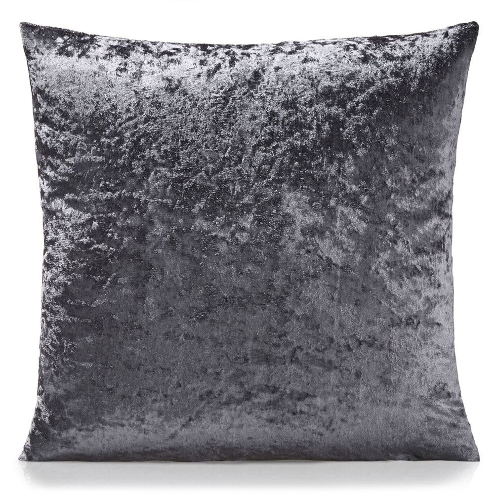 Alan Symonds Charcoal Crushed Velvet Cushion with Polyester Filled Pad 45 x 45cm 4 Pack Image 3