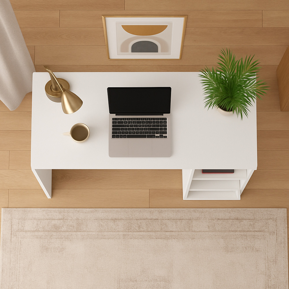 Decorotika Polina 3 Shelf Computer Desk White Image 6