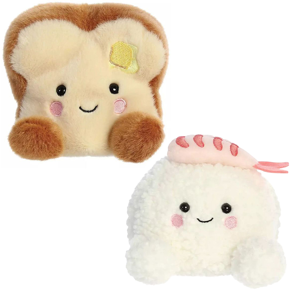 Aurora Palm Pals Buttery Toast and Ebi Shrimp Sushi Soft Toys 13cm Image 1