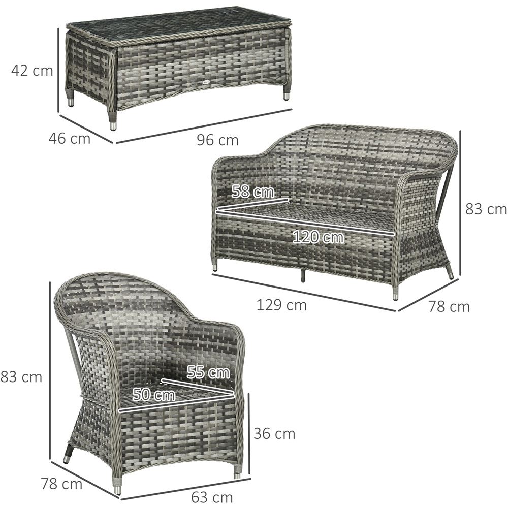 Outsunny 4 Seater Grey Rattan Sofa Lounge Set Image 7