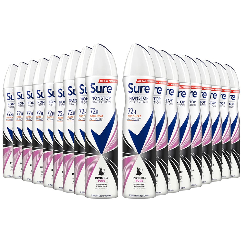 Sure Women Invisible Pure 72H Protection Anti-Perspirant Deodorant 250ml 18 Pack Image 1