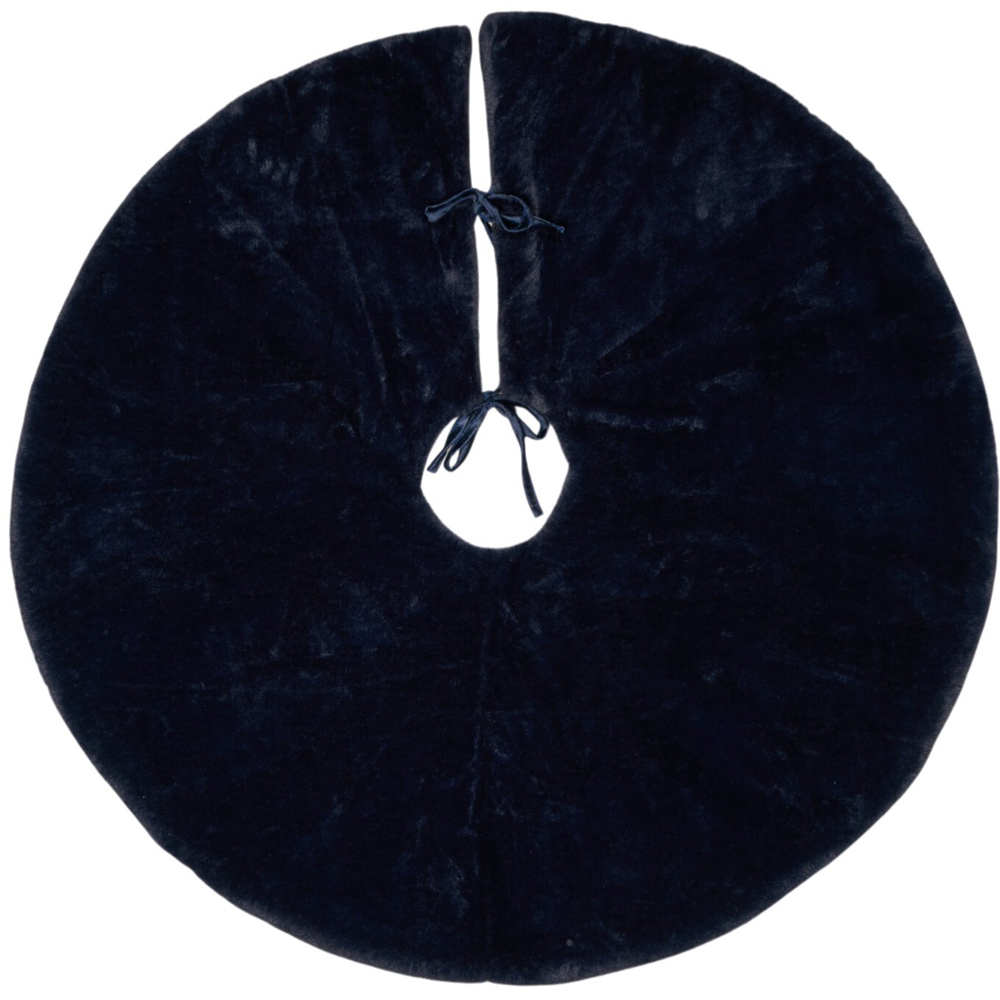 Faux Fur Christmas Tree Skirt Navy Image 1