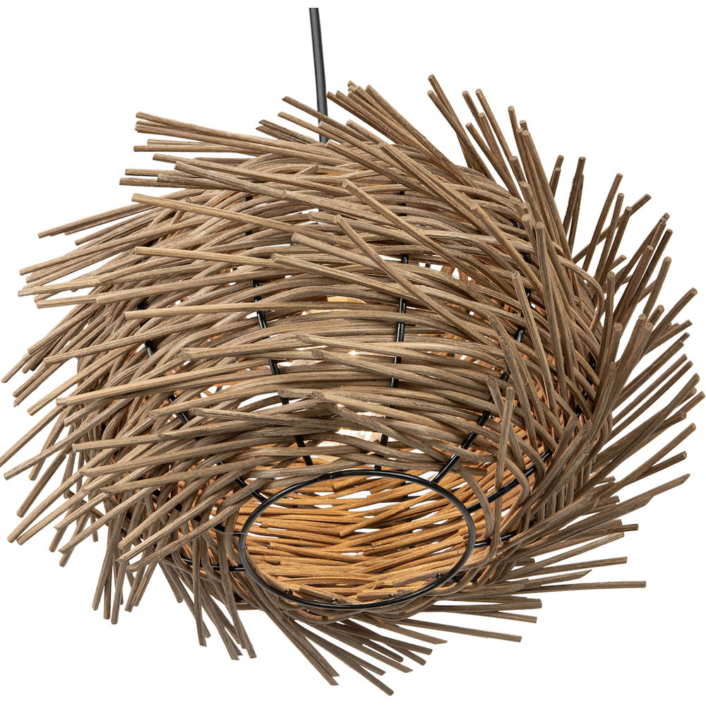 Happy Homewares Natural Brown Rattan Wicker Vintage Nest Pendant Shade Image 3